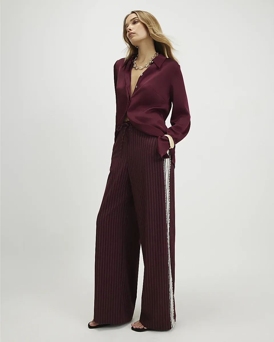Pinstripe Crochet Side Stripe Joggers