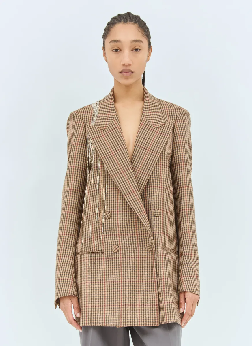 Crystal Embellished Wool Blazer