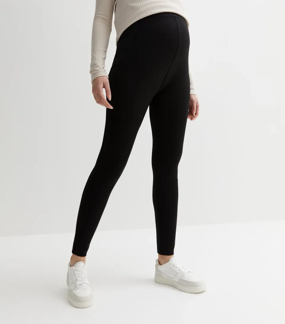 Women's Maternity Black Jersey Leggings