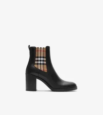 Leather Hampstead Heel Boots in Black