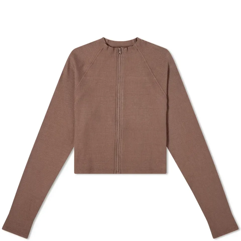 Long Sleeve Crop Zip Top