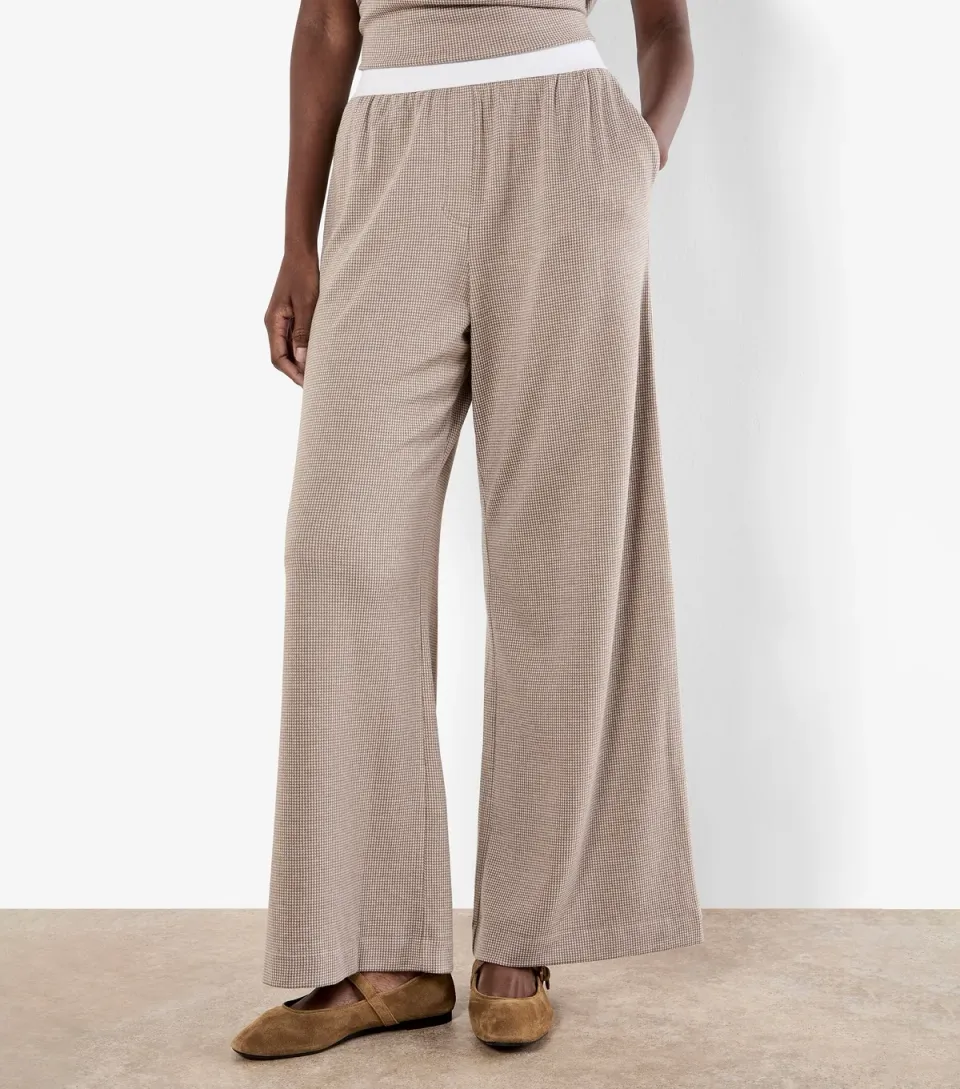 Women's Stone Dogtooth Elasticated Waist Trousers