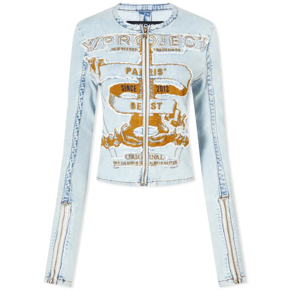 Fitted Paris' Best Zip Denim Jacket
