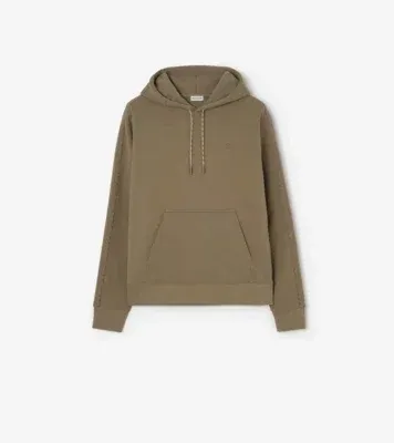 Check Piping Cotton Hoodie in Finch brown