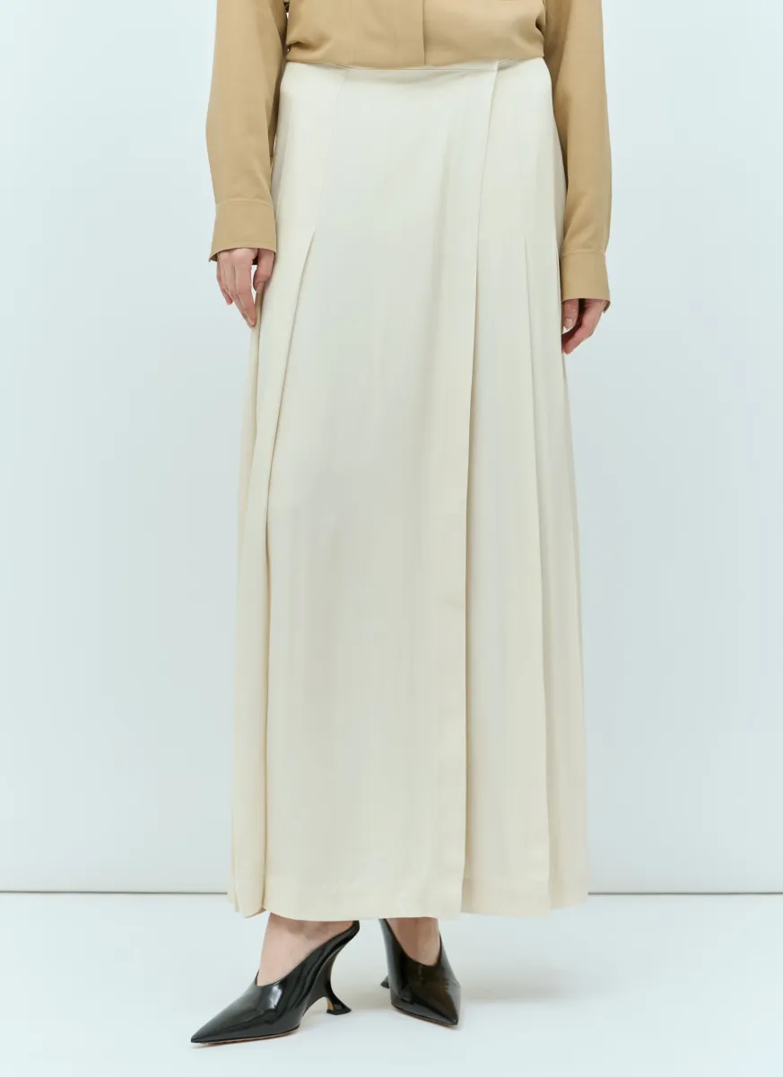 Pleated Wrap Maxi Skirt