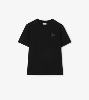 Knight Check Cotton T-shirt in Black