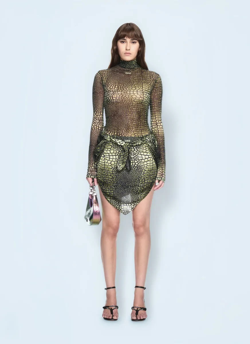 Stamp Crocodile Mesh Top