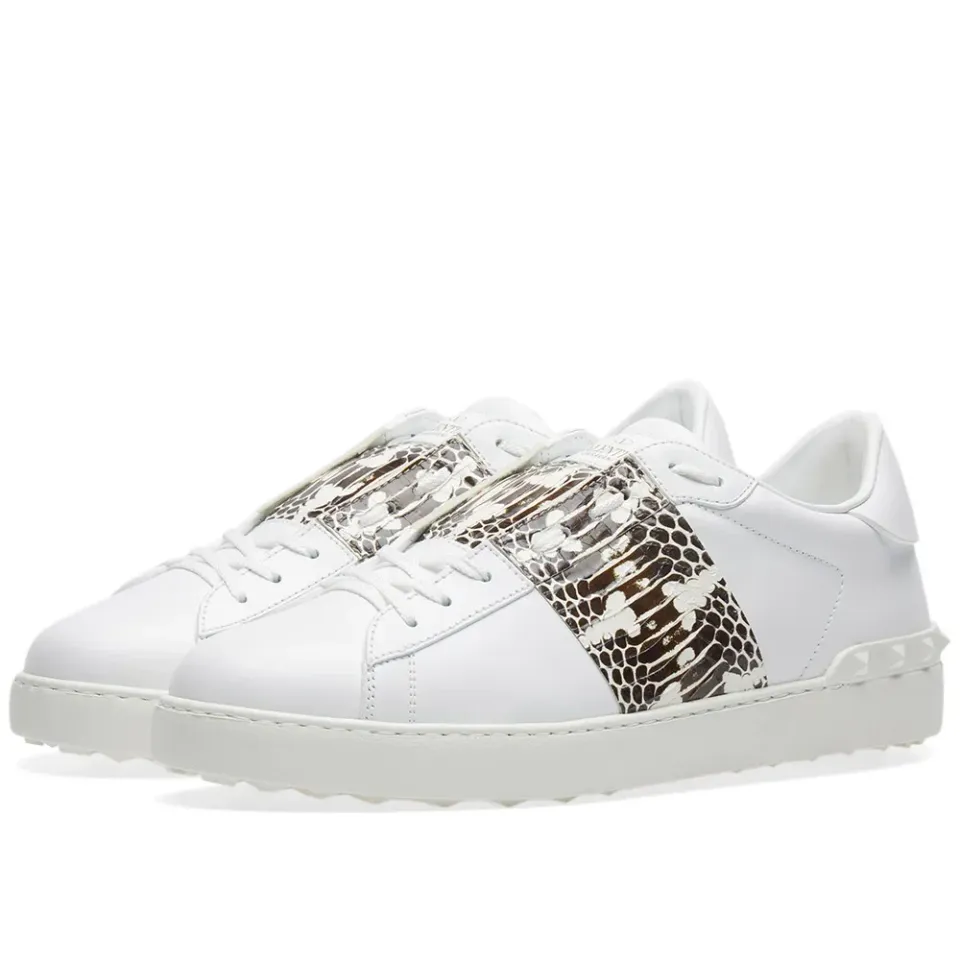 Open Low Top Snakeskin Sneaker