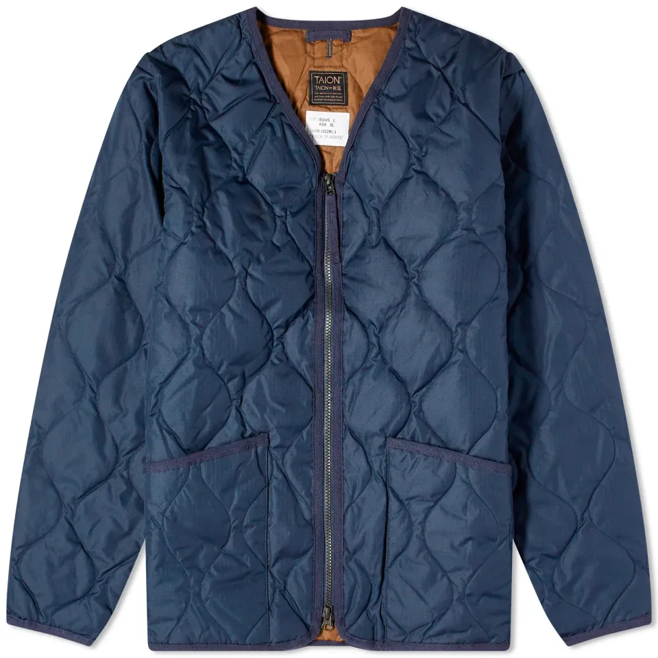 Military Zip V-Neck Down Jacket