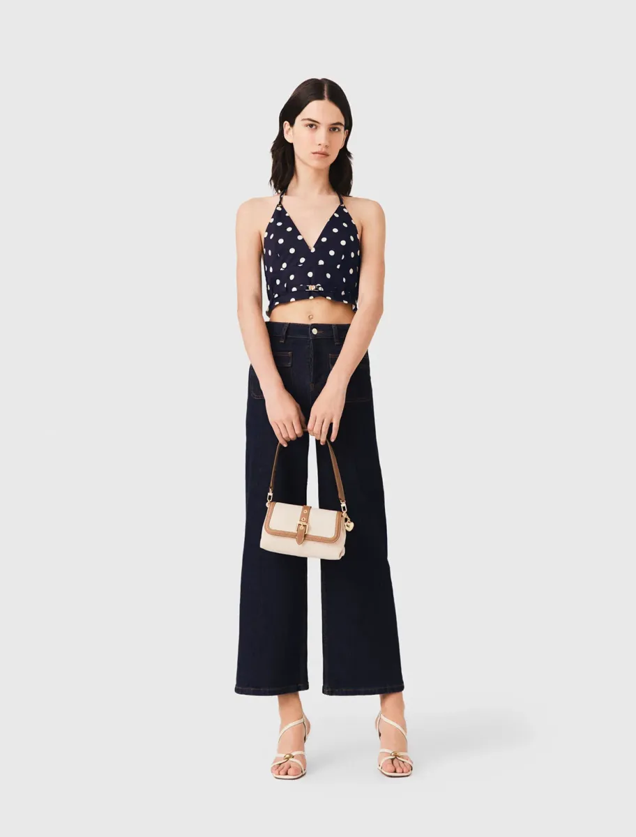 Backless linen blend top