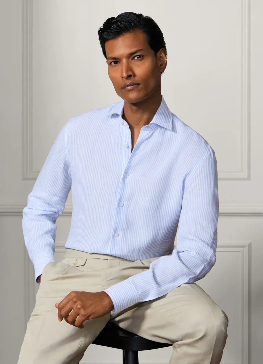 Tailored Fit Striped Linen Shirt