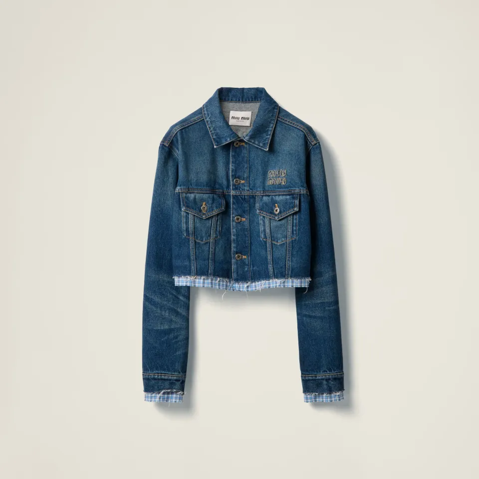 Washed denim blouson jacket