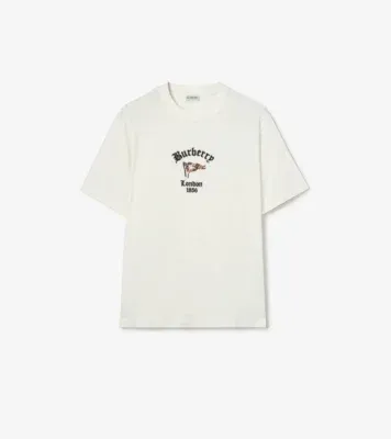 Check Flag Cotton T-shirt in Chalk white