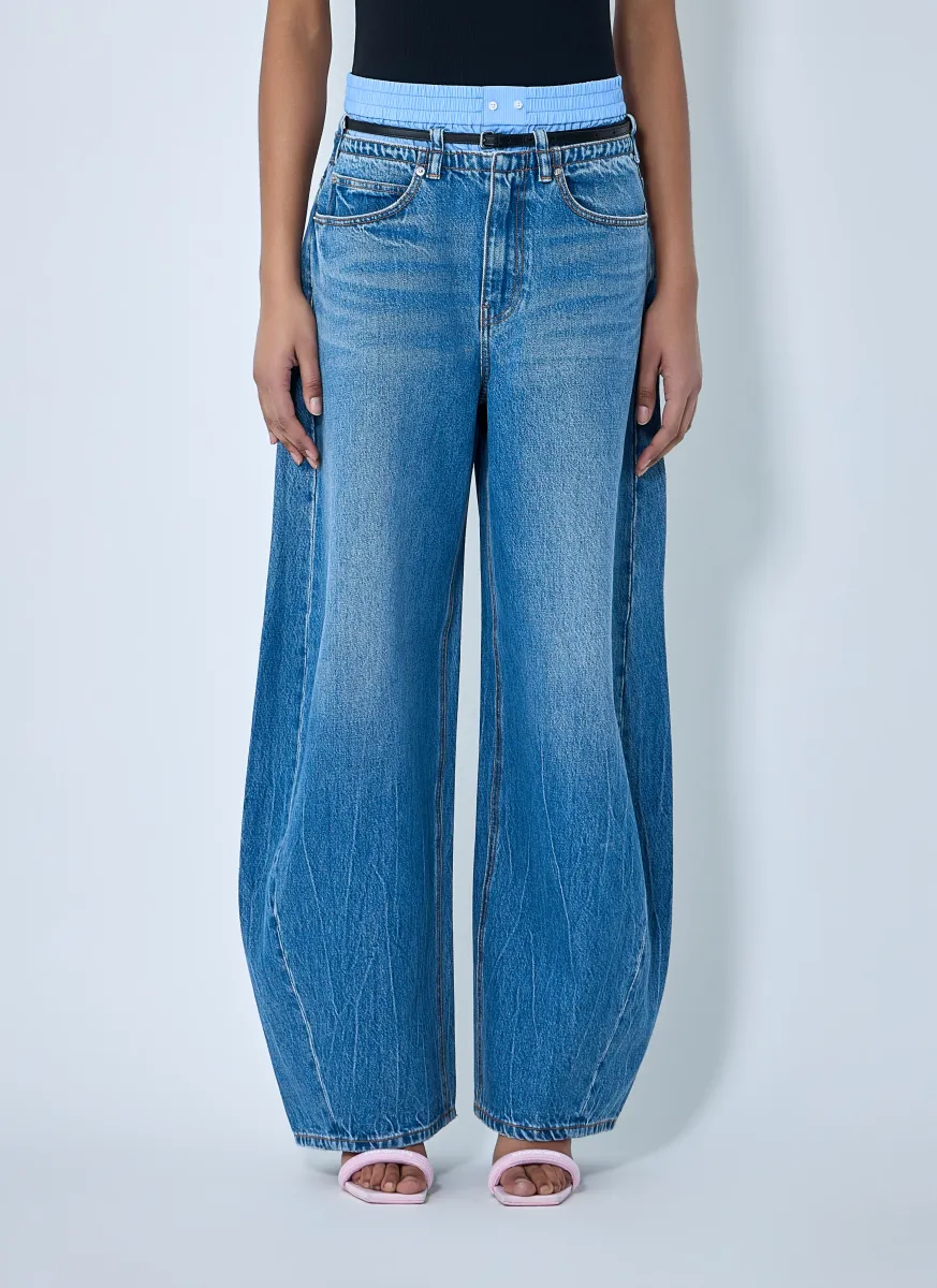 Wide-Leg Denim Trousers
