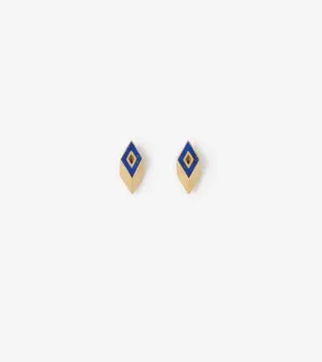 Lapis Hollow Stud Earrings in Gold/blue