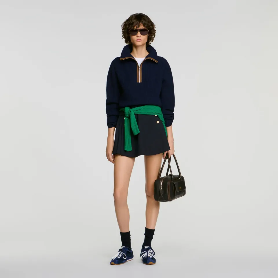 Wool and cashmere half-zip jumper