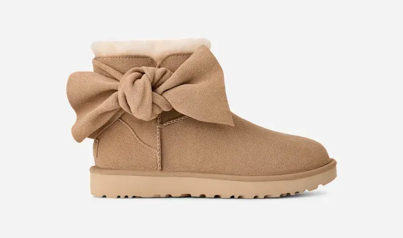 Classic Mini Bow Boot, Suede/Polyester/Wool