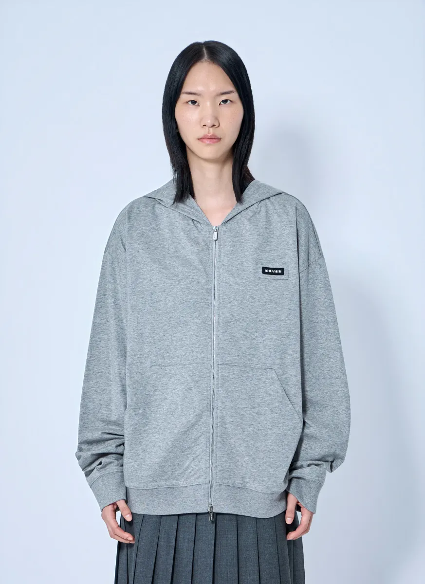 Zip Hoodie with Patch Detail
