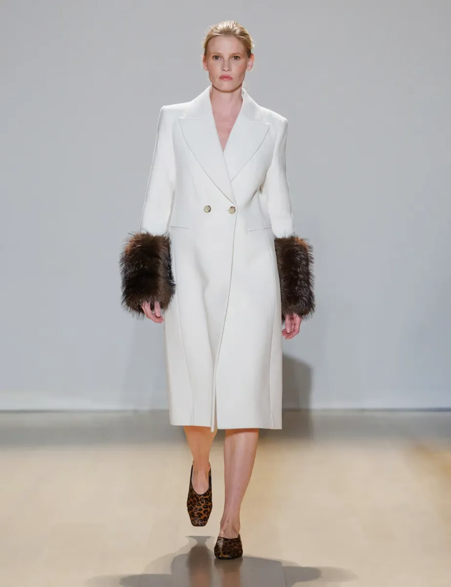 Double Breasted Longline Overcoat Ivory