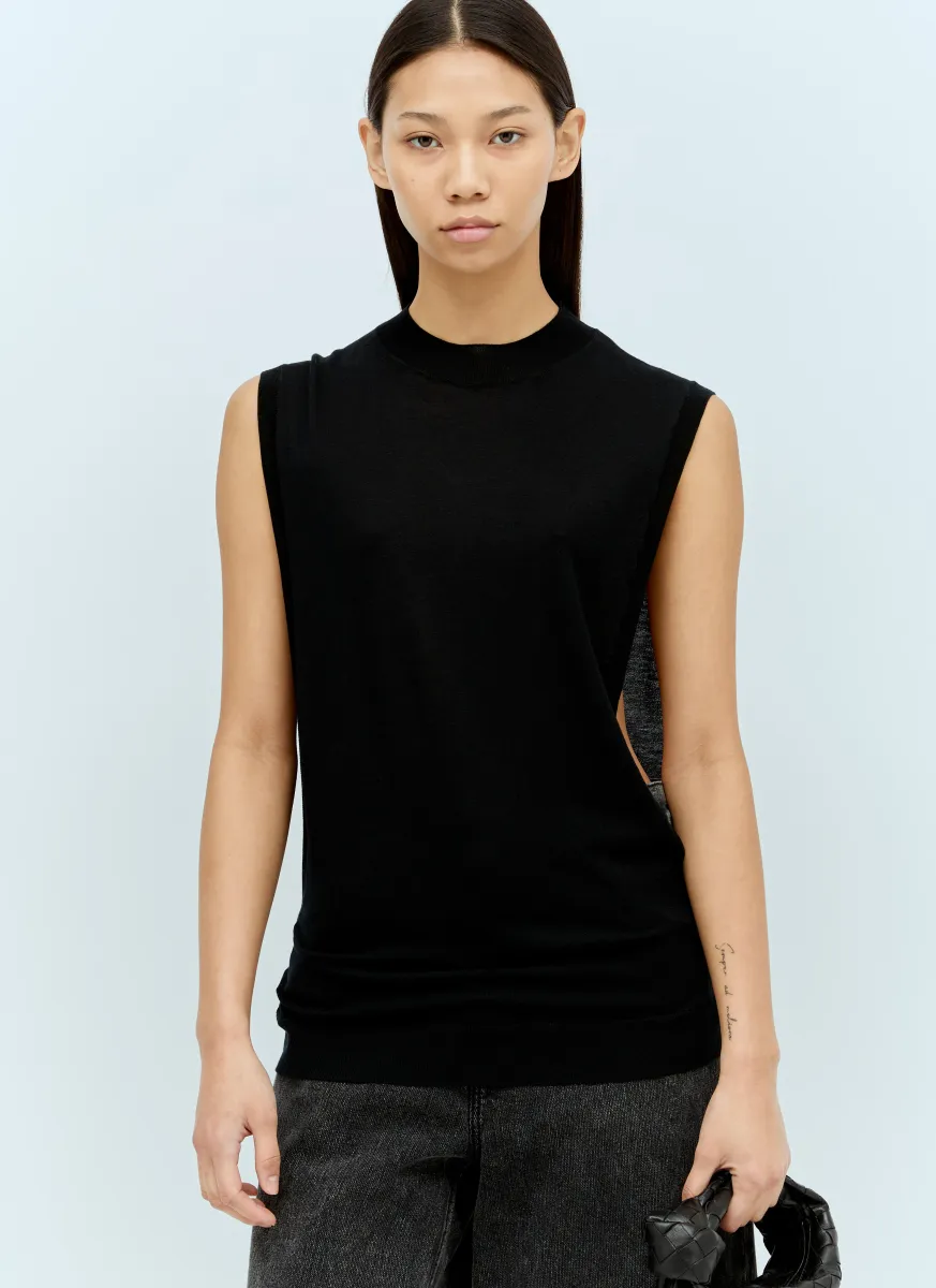 Sleeveless Wool And Silk Top