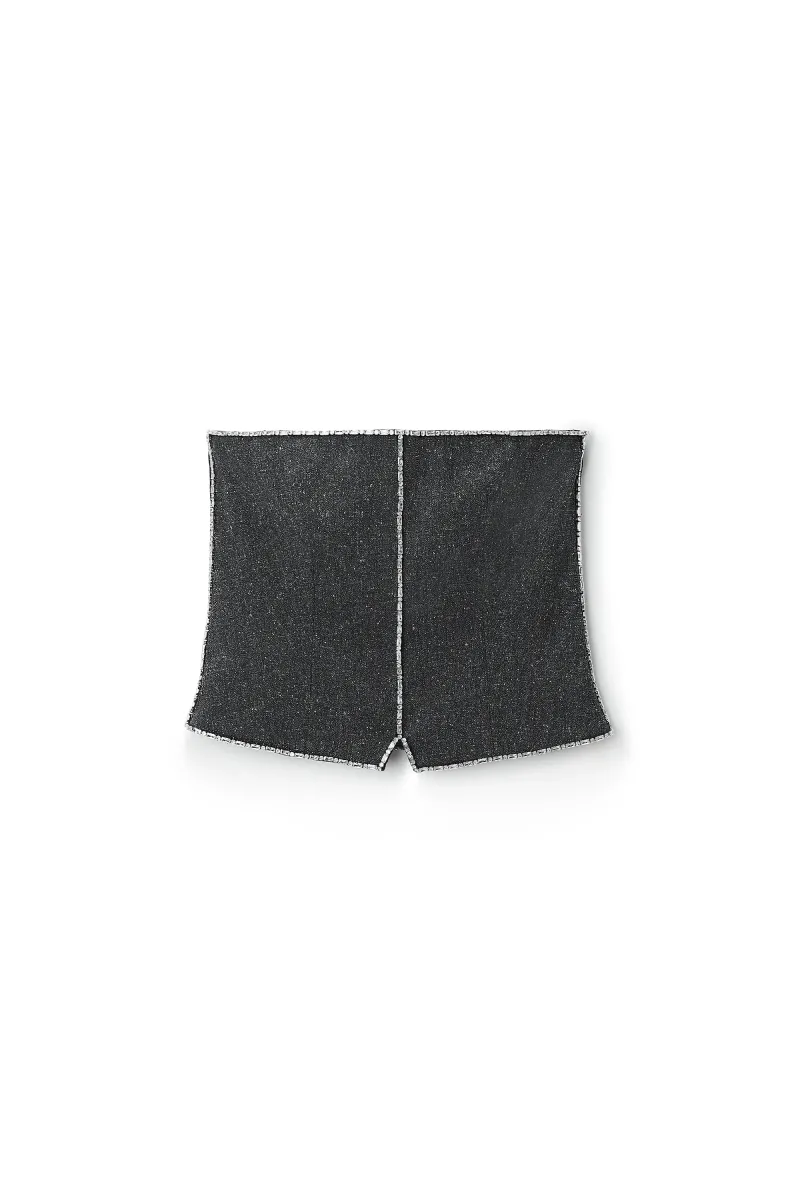 TWEED STRAPLESS TOP WITH CRYSTAL TRIM