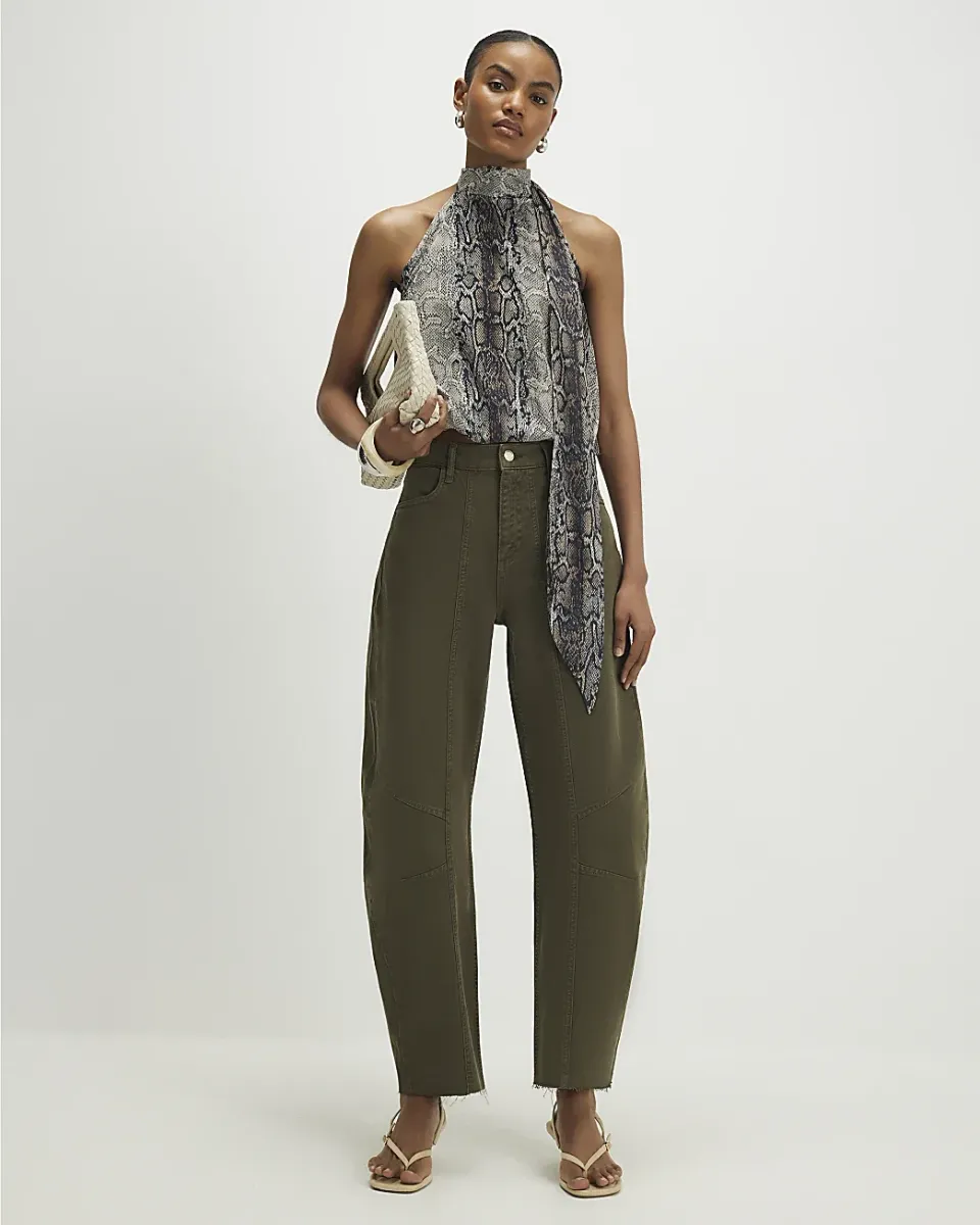 Raw Hem Barrel Leg Jeans