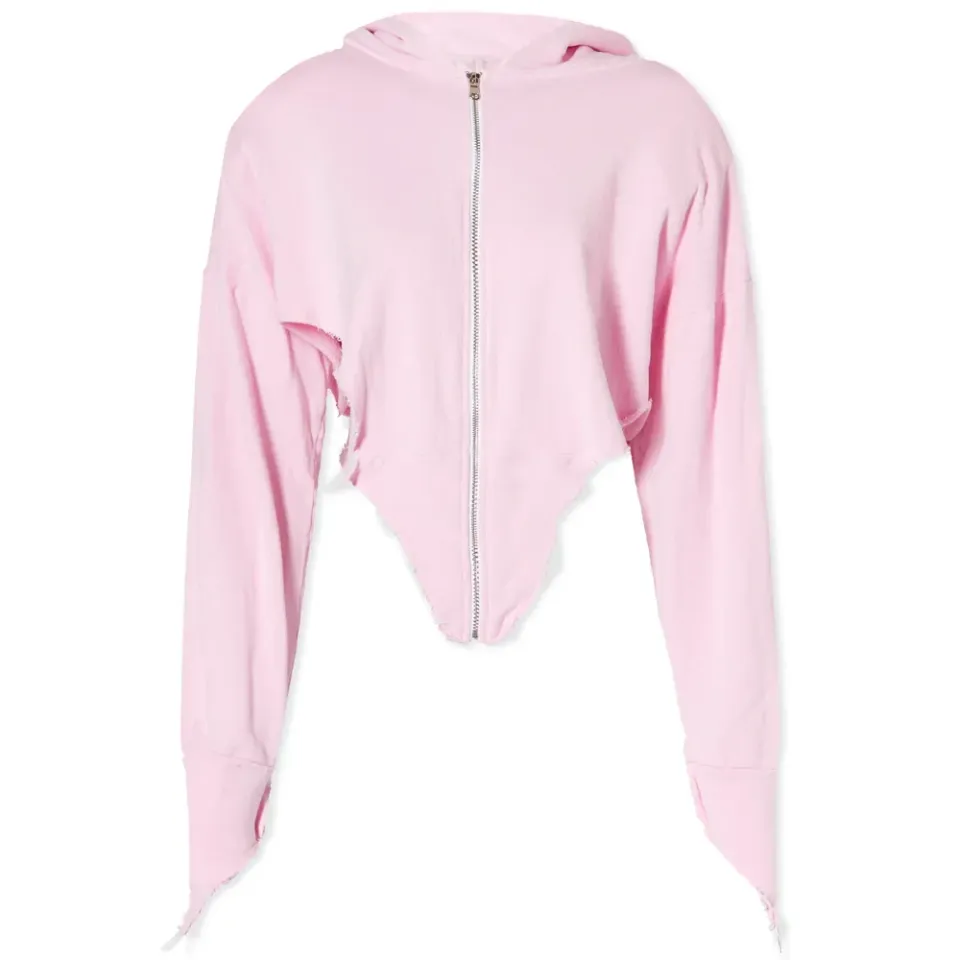 V Cut Zip Up Hoodie