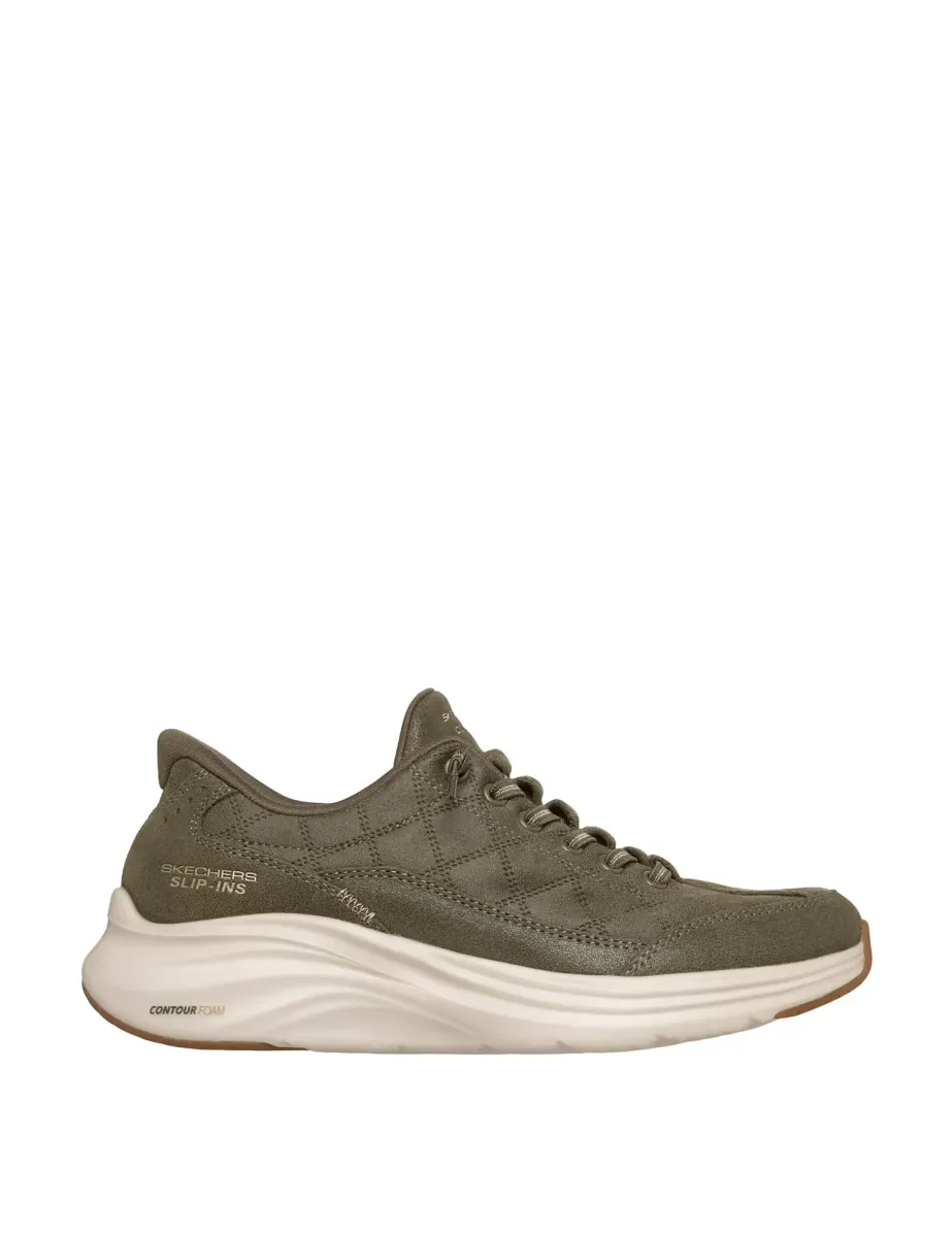 Slip-Ins Contour Foam Leather Trainers Olive