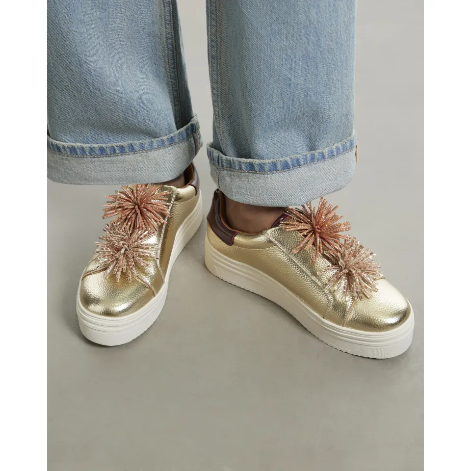 Pom Lace Up Flatform Trainers