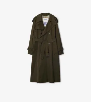 Long Castleford Trench Coat in Juniper green - Women, Cotton Gabardine