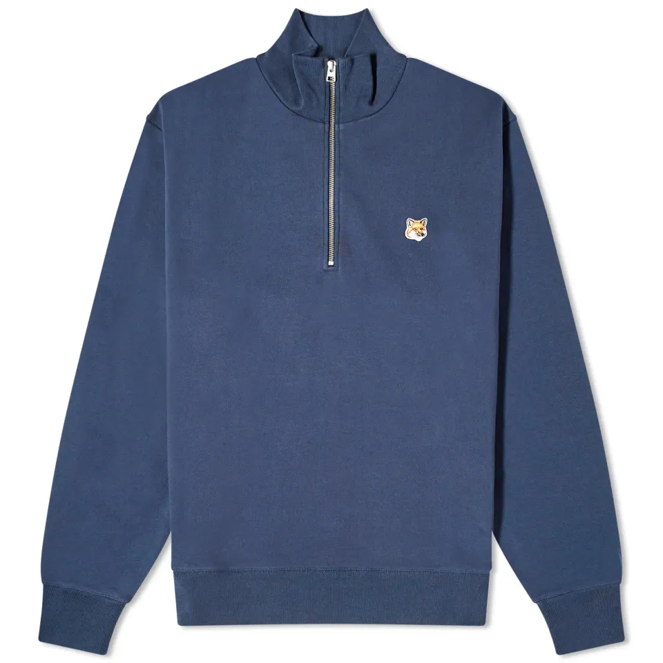 Maison Kitsuné Fox Head Patch Half Zip Sweat