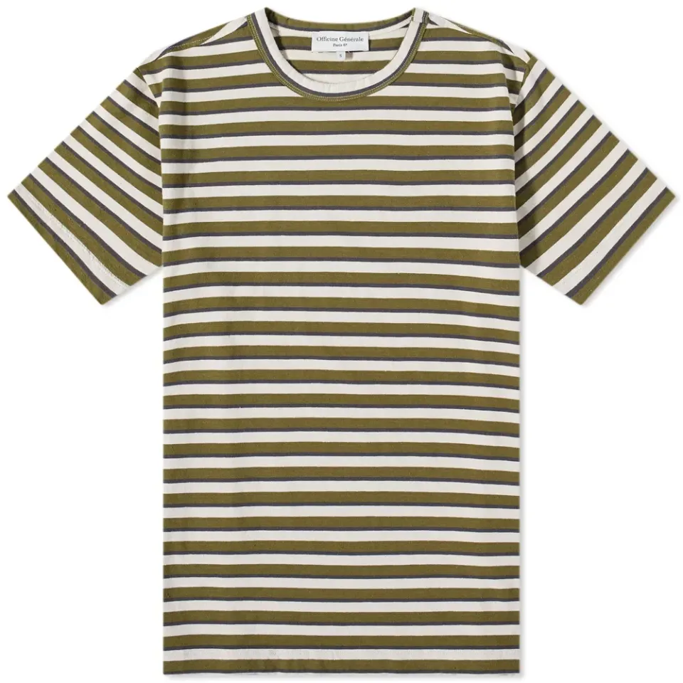 Officine Générale Slub Cotton Stripe T-Shirt