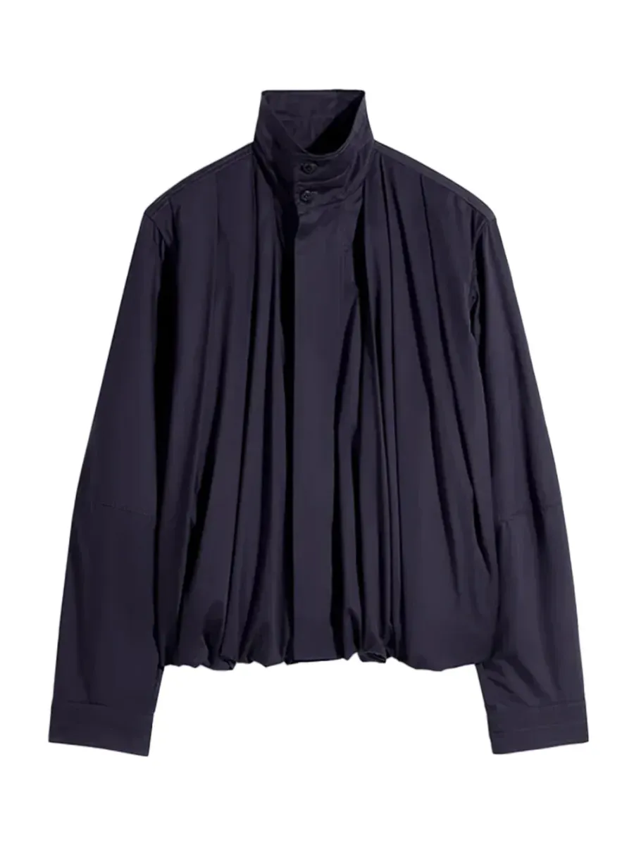 Soft Pleated Blouson Ink Blue