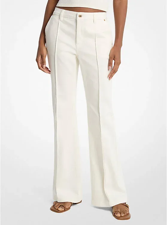 Pintuck Bootcut Stretch Denim Jeans