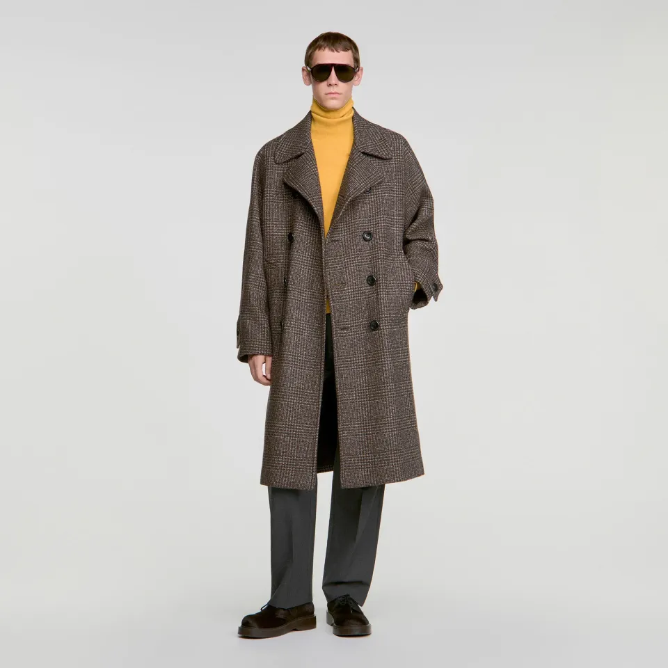 Check wool coat