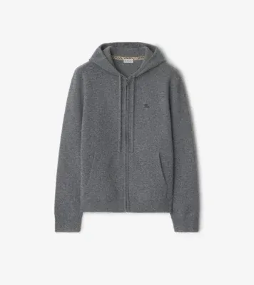 Cashmere Blend Zip Hoodie in Grey