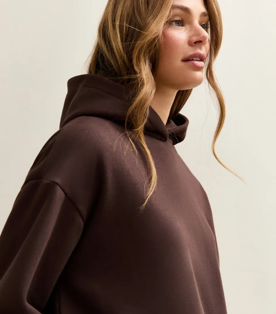 Women's Dark Brown Relaxed Drop Shoulder Hoodie