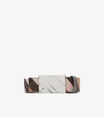 Reversible Engraved Check Belt in Anthracite grey