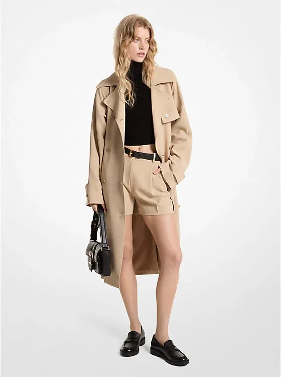 Textured Crepe Trench Coat