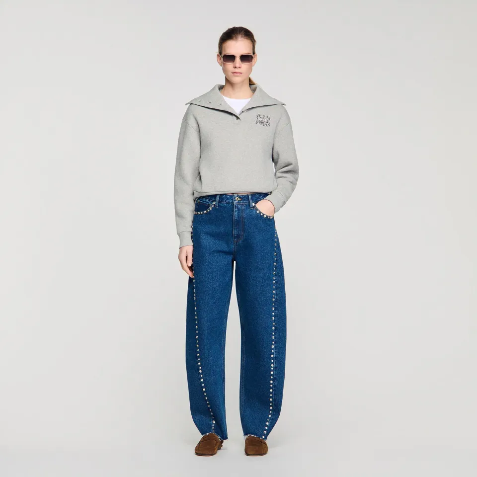 Rhinestone barrel jeans