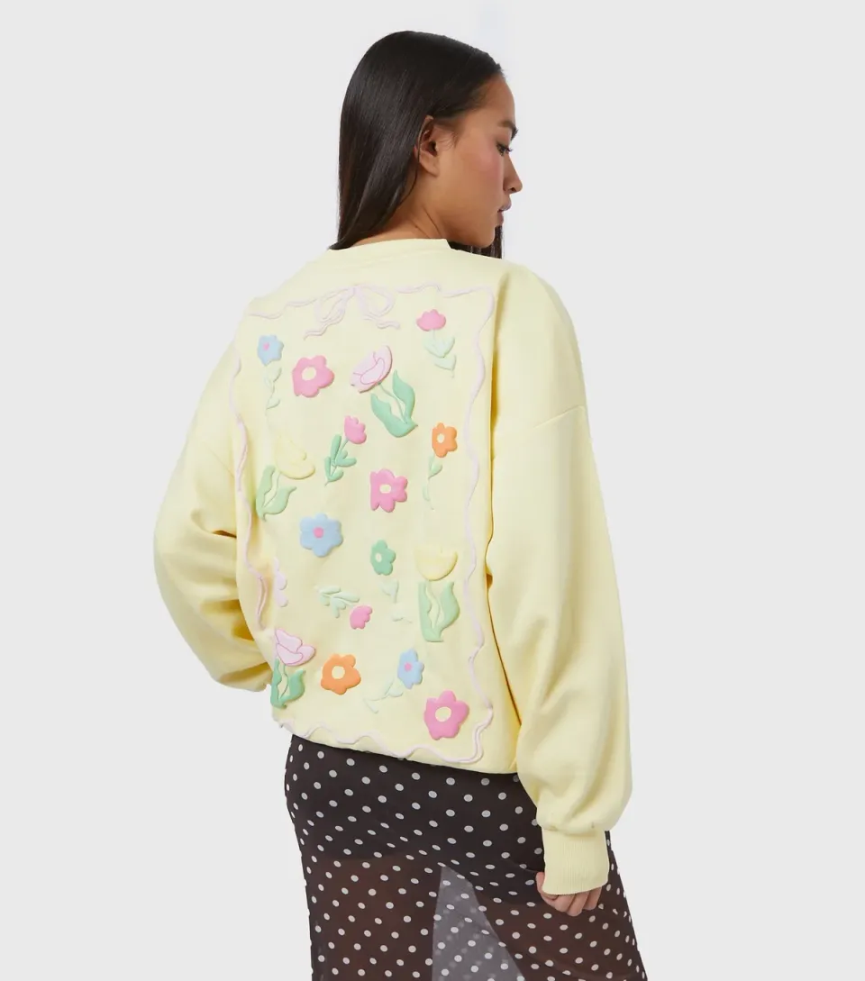 Women's Light Yellow Flora Sweatshirt