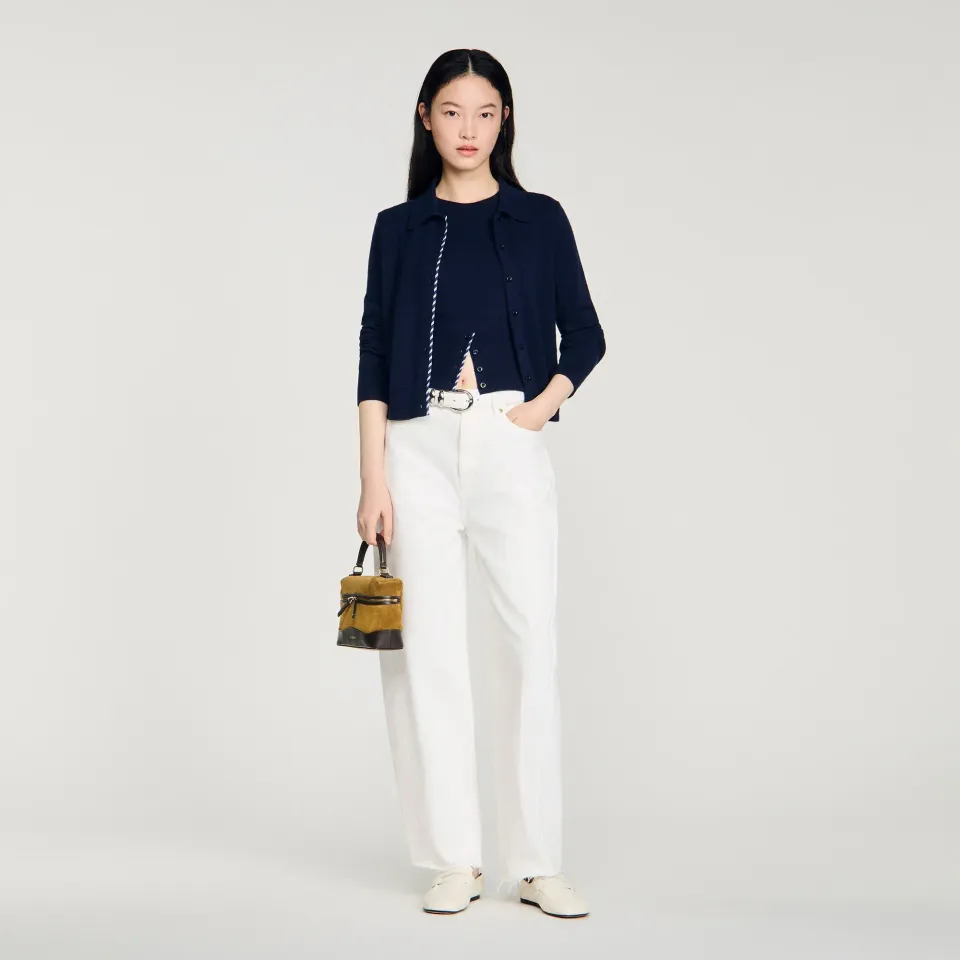 Striped wool-cashmere cardigan