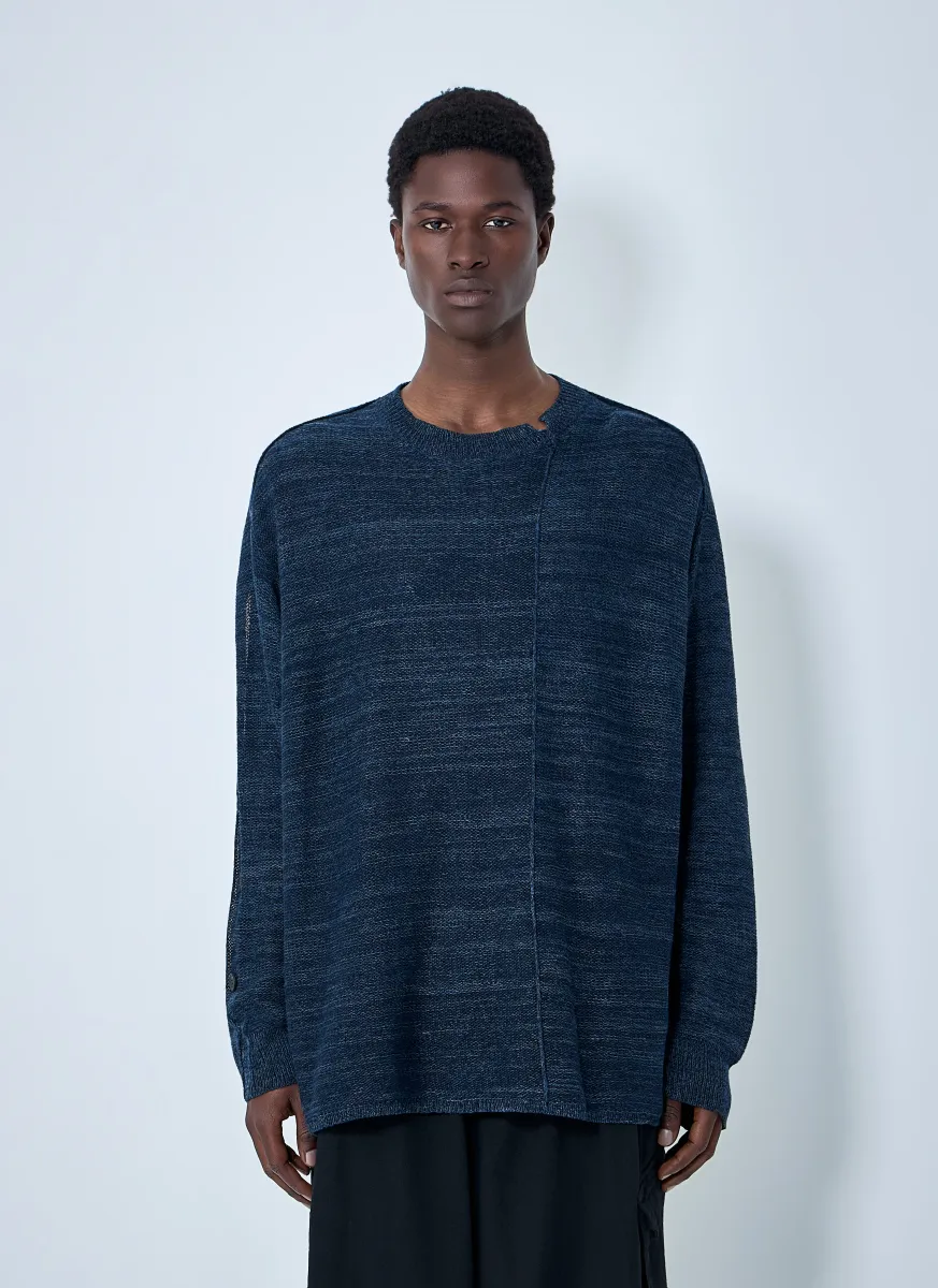 7G 2PLY Pallarel Yarn Button Detail Sweater