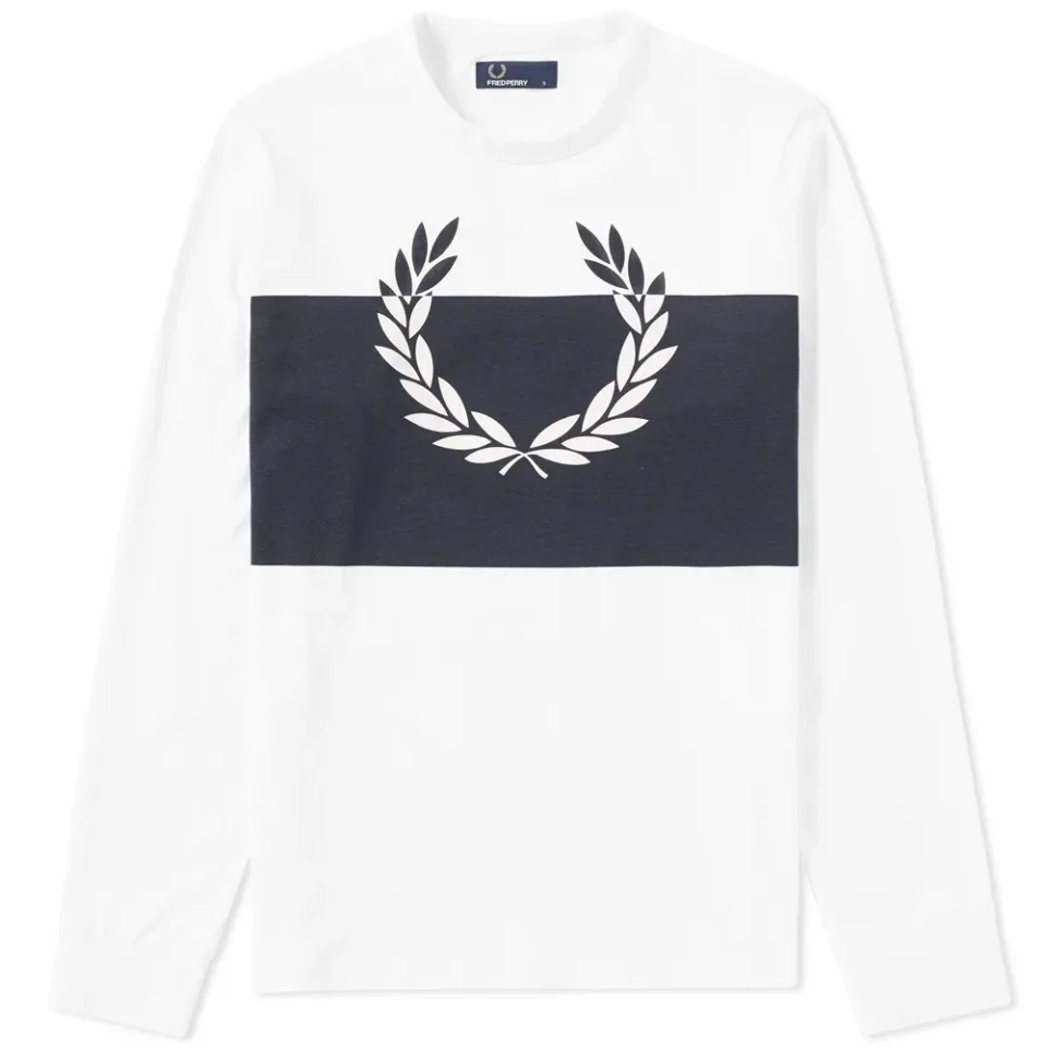 Fred Perry Long Sleeve Blocked Laurel Wreath Tee