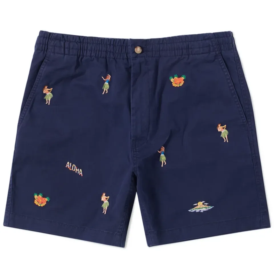 Hula Girl Embroidered Short