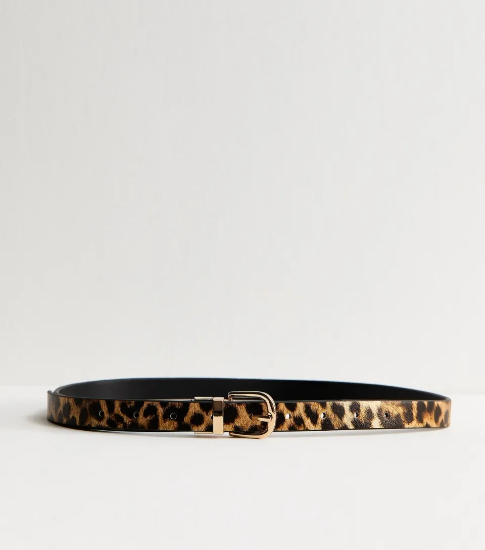 Brown Reversible Leopard Print Jean Belt