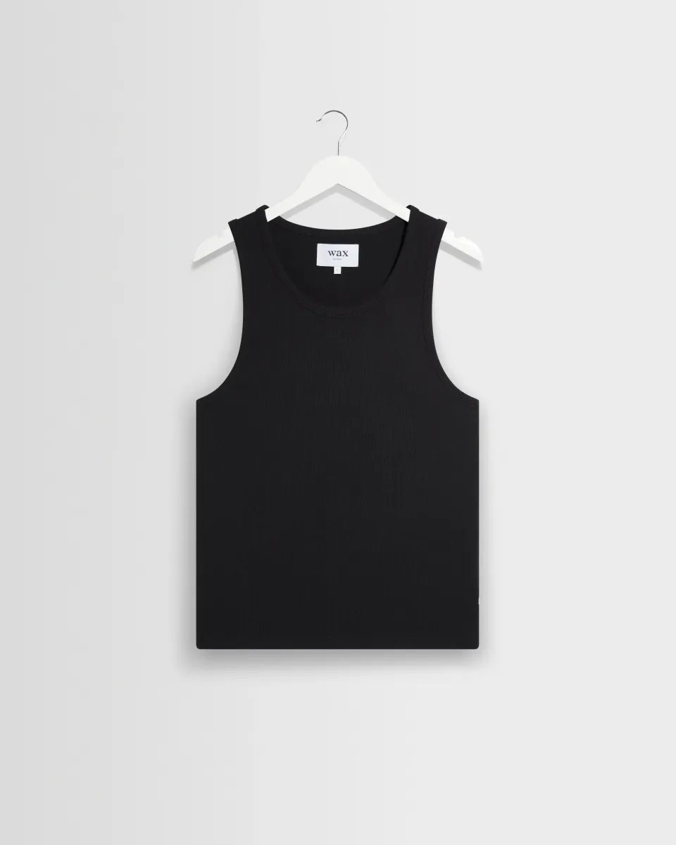 Montague - Black Ribbed Organic Cotton Vest