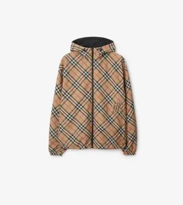 Reversible Check Jacket in Sand beige - Men, Nylon