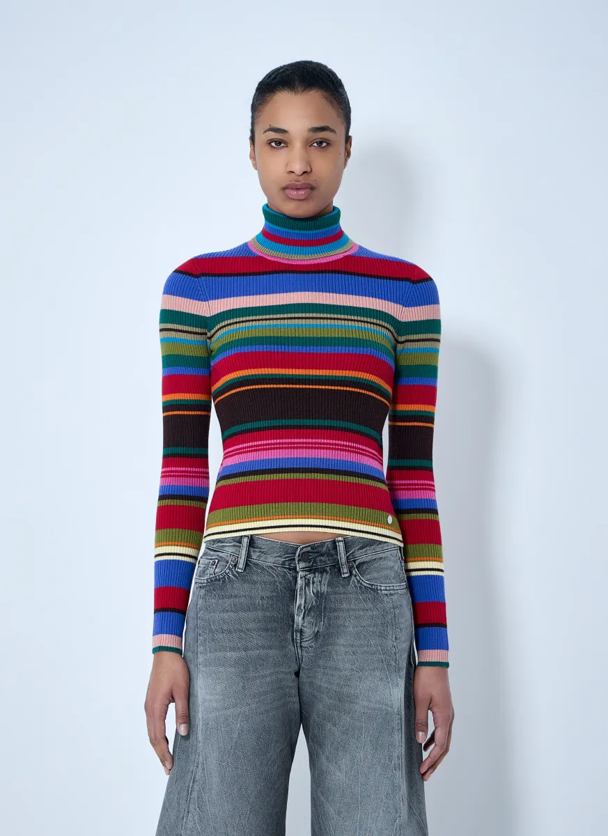 Striped Wool Turtleneck