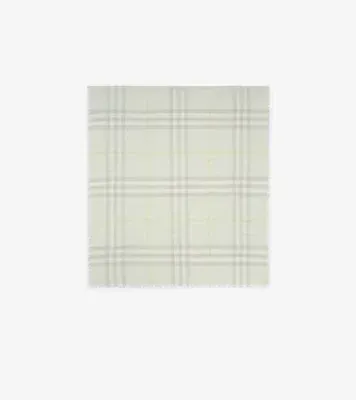 Wide Check Wool Scarf in Mint green